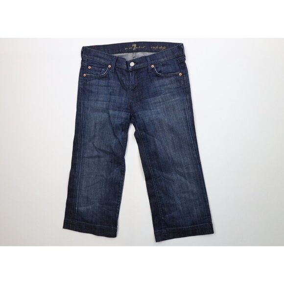 7 For All Mankind 7FAM Womens 27 Faded Crop Dojo Stretch Denim Capris Jeans USA - Picture 1 of 11